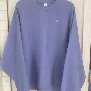 NWT Alo Yoga Accolade Crew Neck Sweatshirt Pullover Lilac Blue Size L